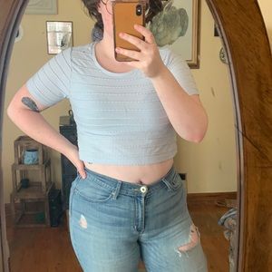 Ribbed Baby Blue Crop top